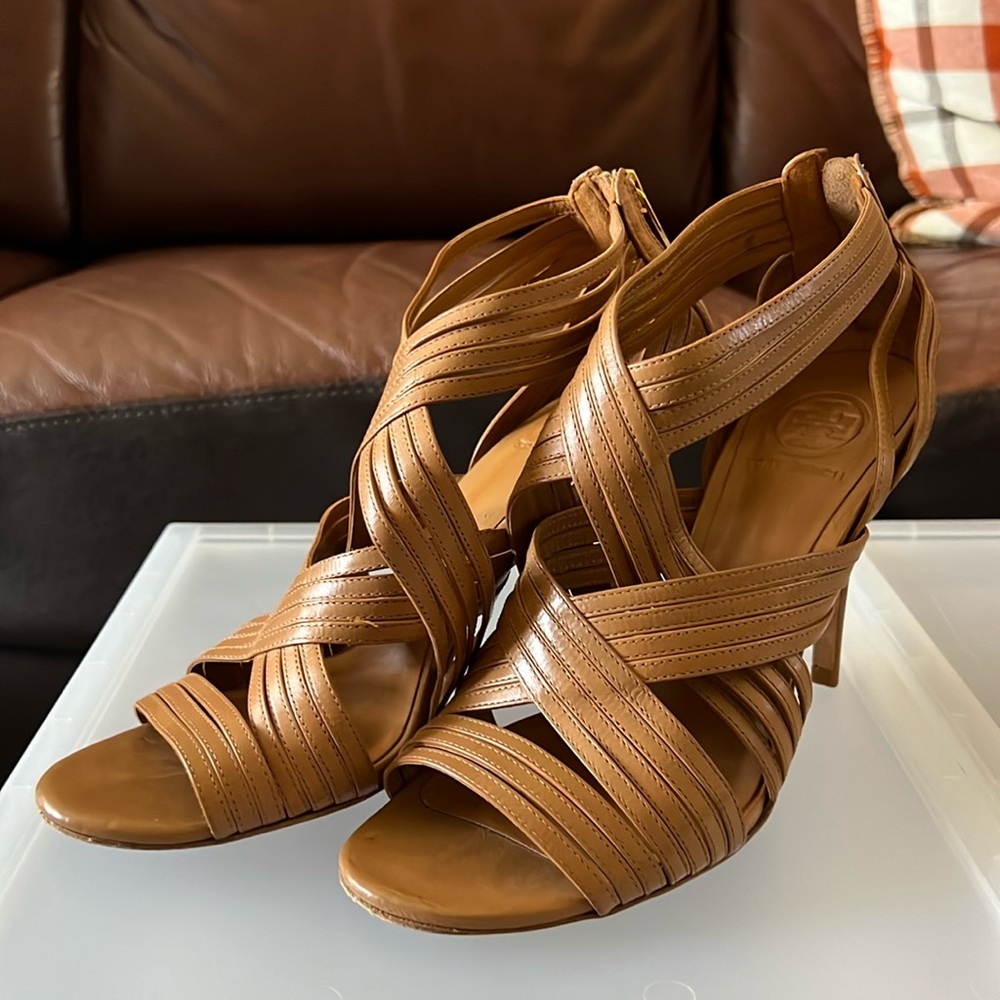 TORY BURCH - Strappy Leather Stilletto Heels Womens 9